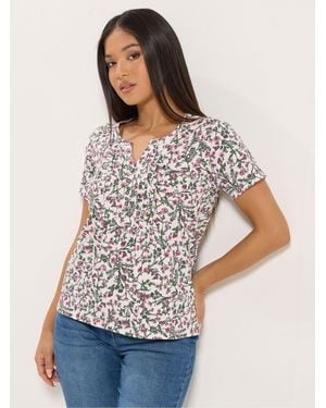 M Com Short Sleeve Henley Top - White