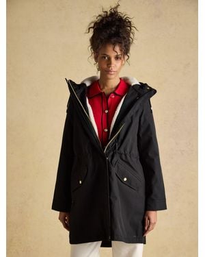 Joules Portwell Cozy Fleece Lined Waterproof Raincoat With Hood - Black