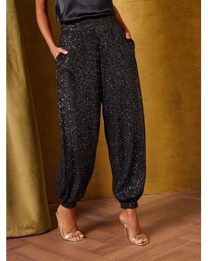 Love & Roses Sequin Balloon Pants - Brown