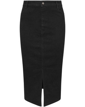 Evans Split Front Denim Skirt - Schwarz