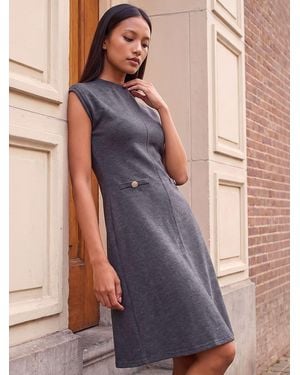 Roman Petite Fit And Flare Jersey Dress - Gray