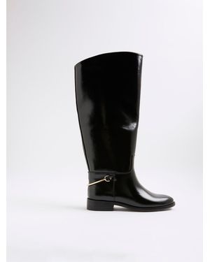 River Island High Leg Riding Boots - Black