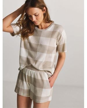 Simply Be Simply Be Pretty Secrets Check Waffle Lounge Pajamas Set - Green
