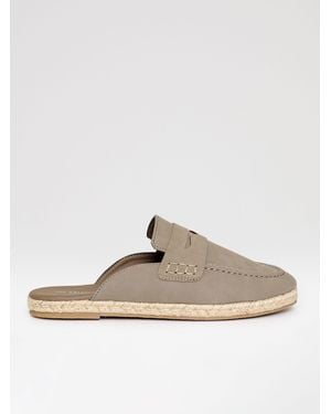 Threadbare Faux Suede Penny Loafer Sandals - White