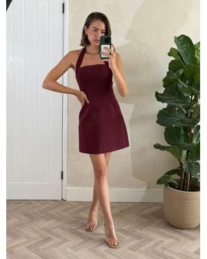 Style Cheat Burgundy Halter Mini Dress - Brown