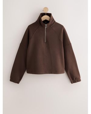 Next Chocolate Quarter Zip Sweatshirt - Brown