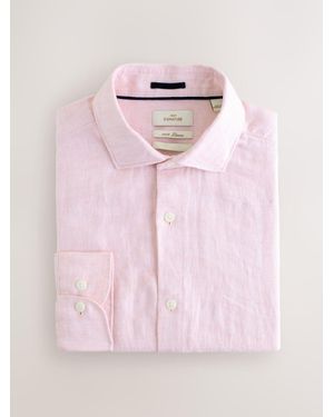 Next Signature Langarmhemd Aus 100% Delave-Leinen - Pink