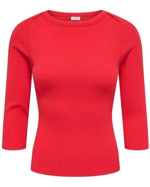 Jdy Bright 3/4 Sleeve Fitted Jersey Top - Red