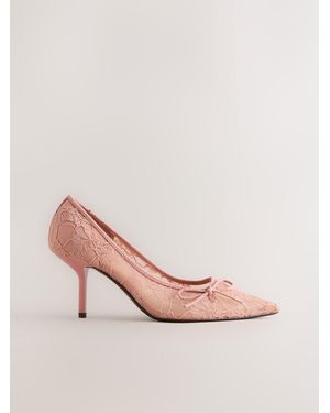Next Forever Comfort Lace Bow Court Heels - Pink