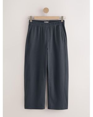 Next Khaki Barrel Leg Denim Jersey Pants - Blue