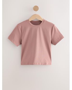 Self Mauve Short Sleeve Fitted Top - Pink