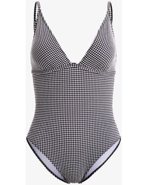 Roxy Gingham One Piece Swimsuit - Grey