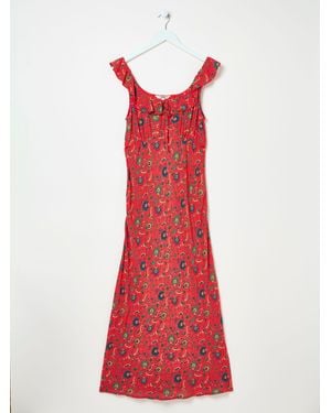 FatFace Fatface Ali Frill Midi Dress - Red