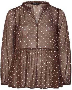 Yours Curve Chiffon Peplum Blouse - Brown