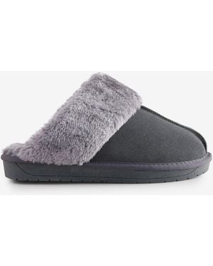 Simply Be Standard Fit Faux Fur Mule Slippers - Gray