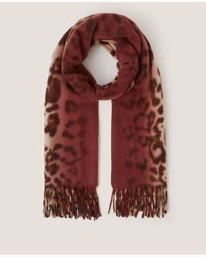 Monsoon Archi Animal Print Tassel Scarf - Red