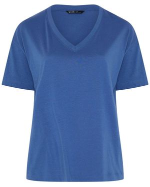 Yours Curve Relaxed Longline T-Shirt - Blue