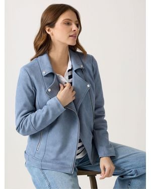 M Com Faux Suede Biker Jacket - Blue