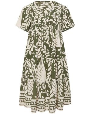 Evans Pintuck Frill Dress - White