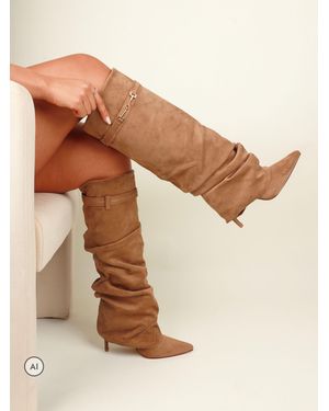 SIMMI Shadi Knee High Foldover Boots - Brown