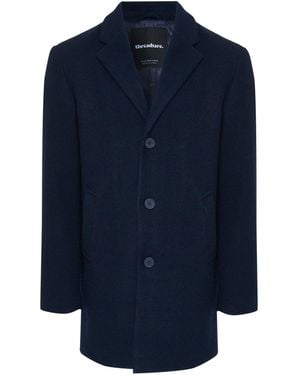 Threadbare Faux Wool Overcoat - Blue