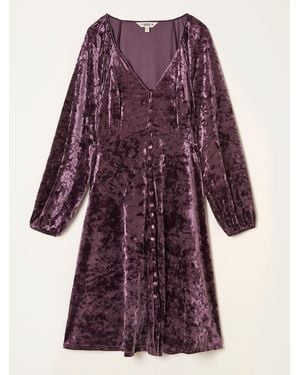 FatFace Fatface Em Petite Velvet Mini Dress - Purple