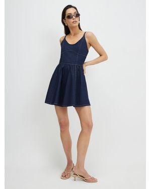 River Island Denim Corset Flippy Mini Dress - Blue