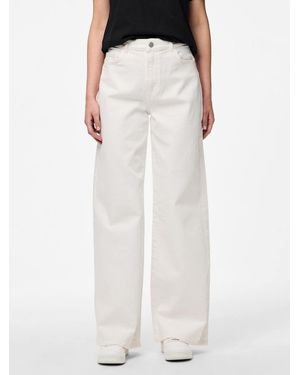 Pieces High Waist Wide Leg Jeans - White