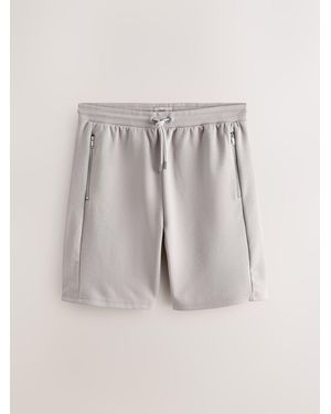 Next Straight Fit Zip Pocket Jersey Shorts - Gray