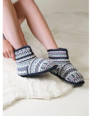 Totes Fair Isle Boot Slippers - Blue