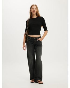 Cotton On Low Rise Straight Jeans - Black