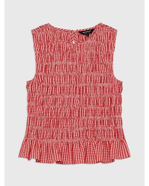 Whistles Gingham Shirred Top
