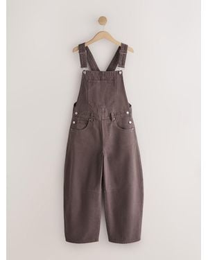 Next Chocolate Denim Barrel Dungaree Jumpsuit - Brown