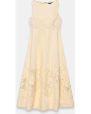 Mint Velvet Linen Blend Lace Midi Dress - Natural