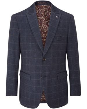 Skopes Tailored Fit Thoresby Ultimate Comfort Check Suit Jacket - Blue