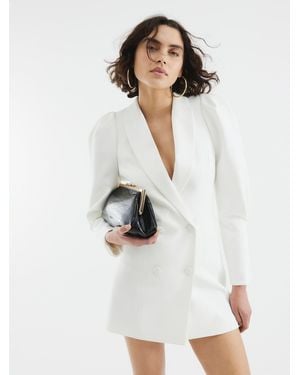 River Island Puff Sleeve Blazer Mini Dress - White
