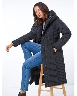 Roman Hooded Quilted Coat - Blue