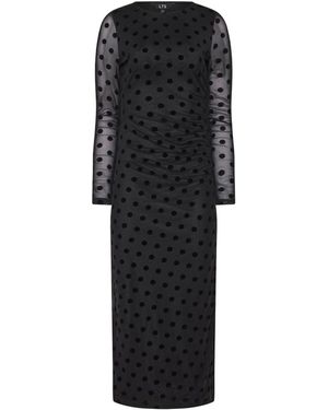 Long Tall Sally Polka Dot Mesh Maxi Dress - Schwarz
