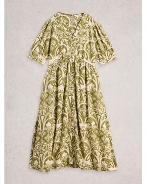 White Stuff Fern Linen Blend Dress - Yellow