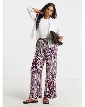 Simply Be Crinkle Wide Leg Pants - Brown