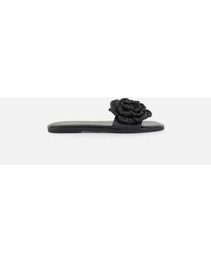 simmilondon Simmi London Ronda Flower Detail Slip-On Flat Sandals - White