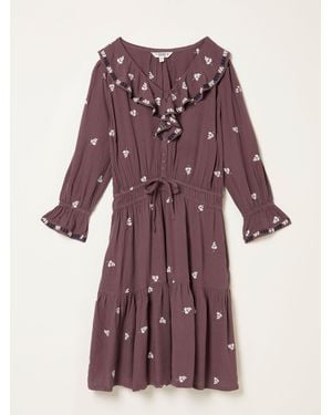 FatFace Fatface Orla Petite Embroidered Dress - Purple