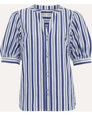 Phase Eight Ariana Stripe Cotton Blouse - Blue