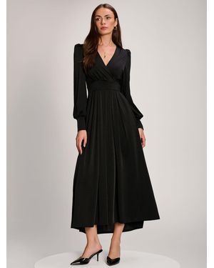 Jolie Moi Long Sleeve Slinky Jersey Maxi Dress - Black