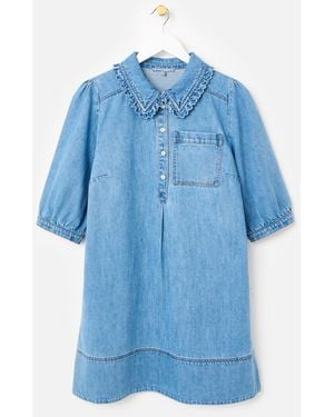 Oliver Bonas Frill Collar Denim Mini Dress - Blue