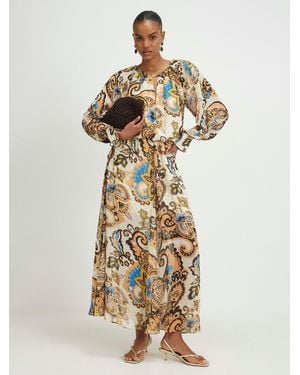 River Island Long Sleeve Paisley Metallic Maxi Dress