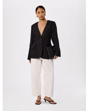 Whistles Petite Collarless Linen Blazer - Black