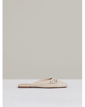 Reiss Woven Slip-On Mules - Natural