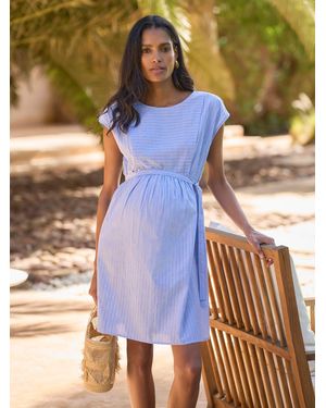 Seraphine Cotton Maternity And Nursing Dress - Blue