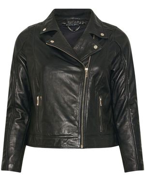 Evans Leather Biker Jacket - Black